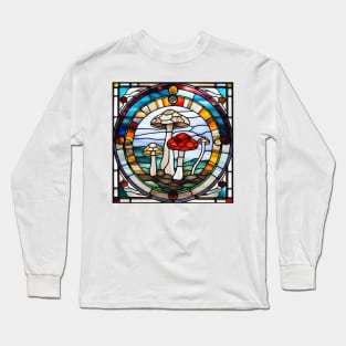 Mushroom Specimens Stained Glass Long Sleeve T-Shirt